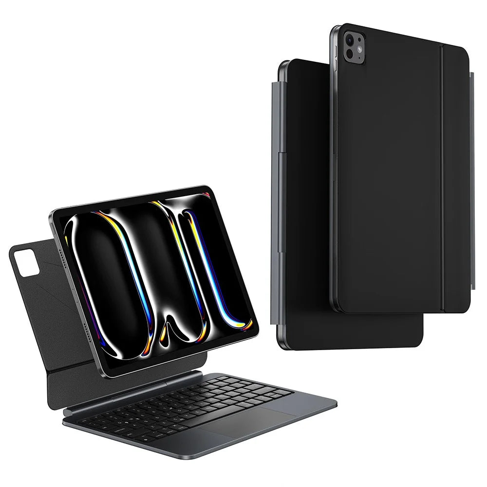 WIWU MK-004 For iPad Pro 11 (2024) Magnetic Wireless Bluetooth-compatible Keyboard Leather Case Magic Keyboard - 1