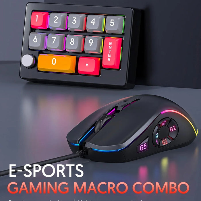 MKESPN K808 Mini Mechanical Keyboard 13 Keys Hot-Swappable RGB Backlit Programmable Keypad - Black - 4