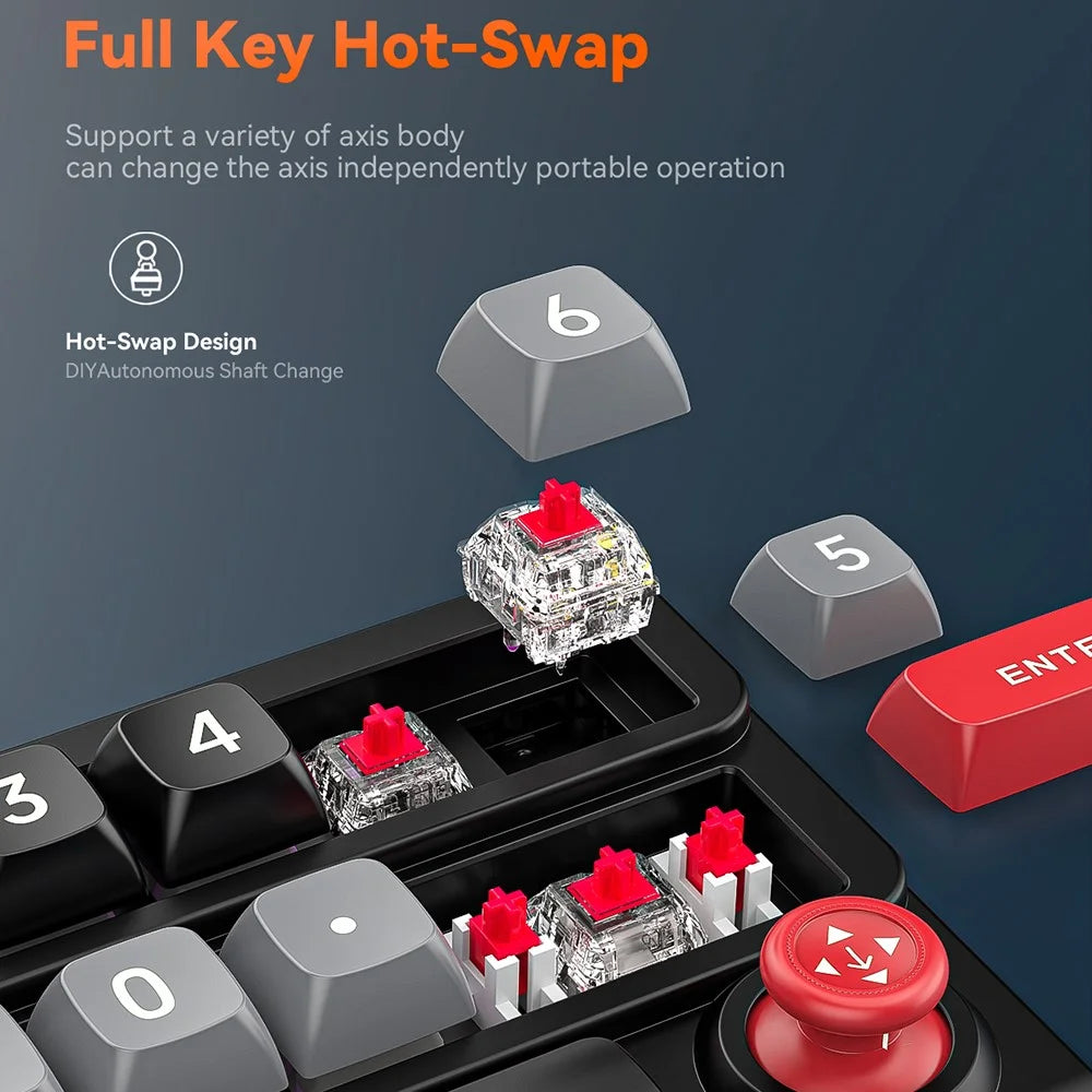 MKESPN K809 Mechanical Gaming Keyboard Macro Keys RGB Backlit Hot-Swappable Keypad with Type-C Detachable Cable - Black - 6