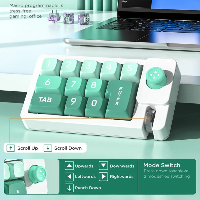 MKESPN K810 12 Keys Wired Mechanical Keyboard Macro Programmable Compact Computer Numpad - Green - 5