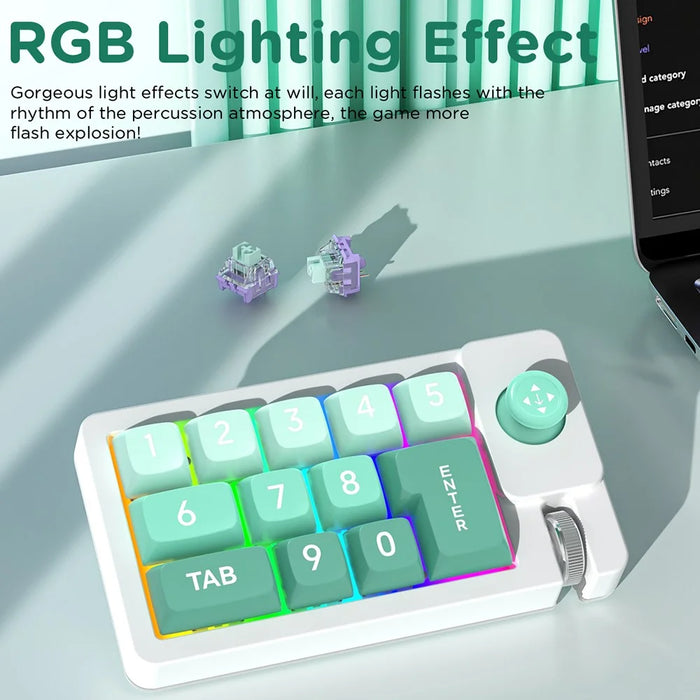 MKESPN K810 12 Keys Wired Mechanical Keyboard Macro Programmable Compact Computer Numpad - Green - 7