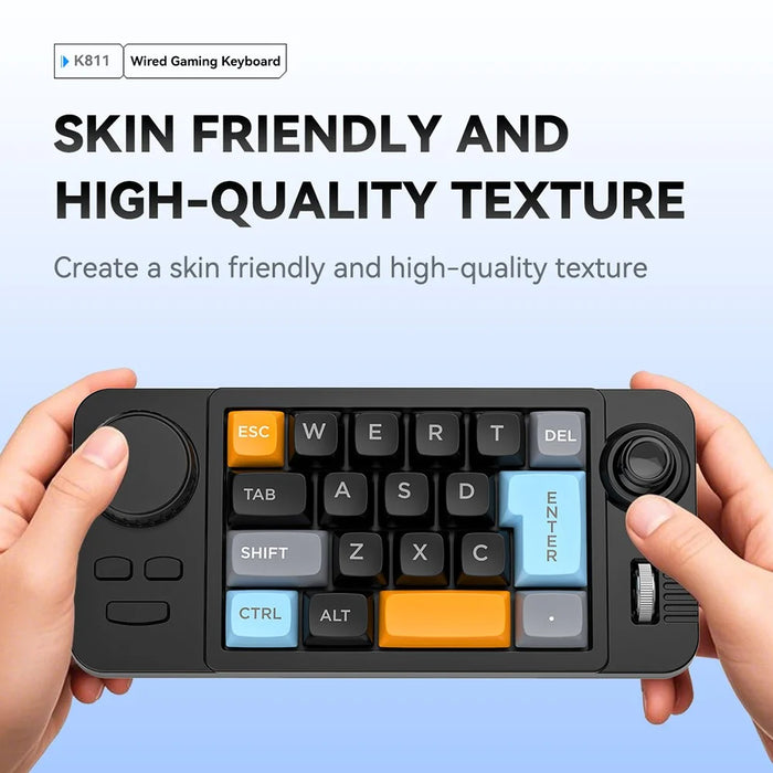 MKESPN K811 Gaming 22 Keys Keypad RGB Backlit Mechanical Macro Programmable Keyboard with Dial Joystick - Black - 2