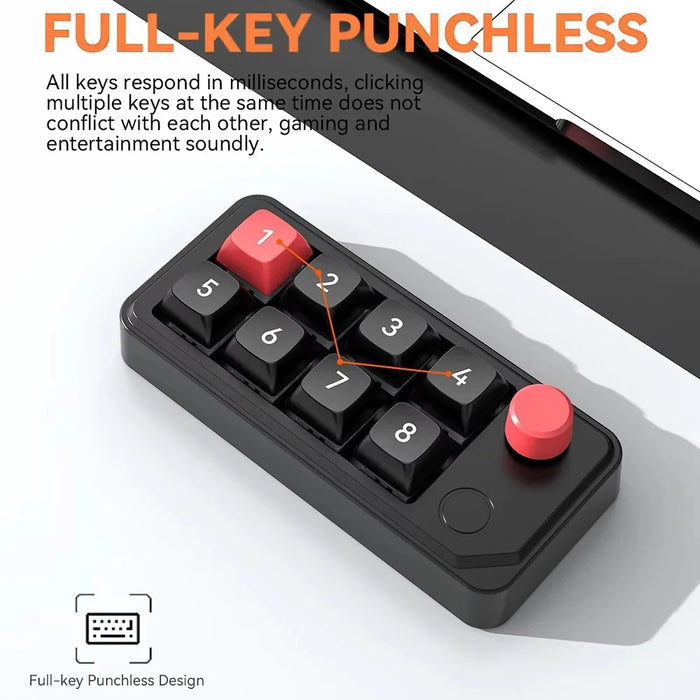 MKESPN K815A Programmable Gaming 8 Keys Hot-Swappable Keyboard RGB Light Mini Mechanical Numeric Keyboard - Purple / Black - 3
