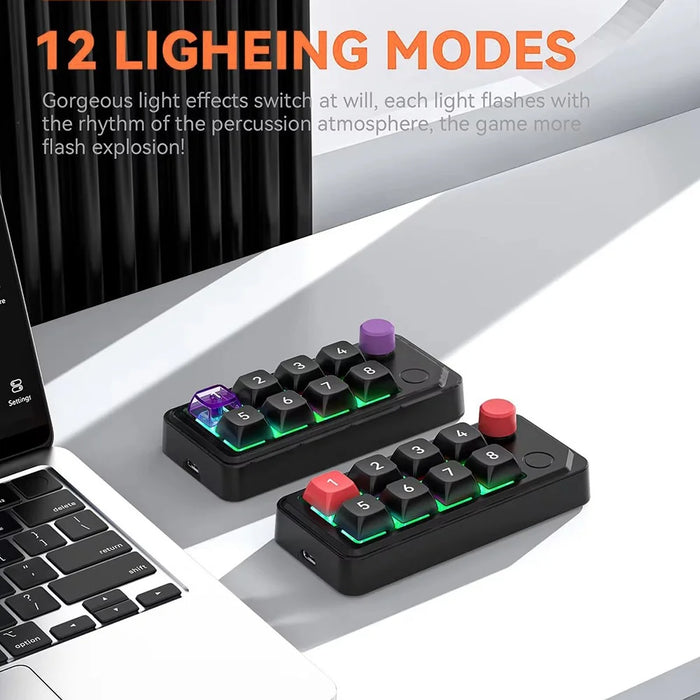 MKESPN K815A Programmable Gaming 8 Keys Hot-Swappable Keyboard RGB Light Mini Mechanical Numeric Keyboard - Purple / Black - 4