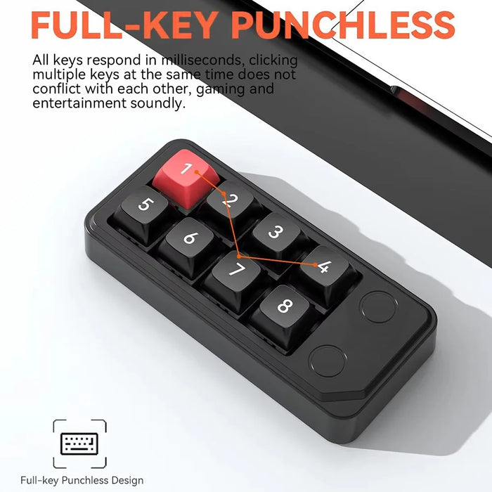 MKESPN K815B 8-Key RGB Mechanical Numeric Keyboard Hot-Swappable Compact Gaming Keypad - Red / Black - 2