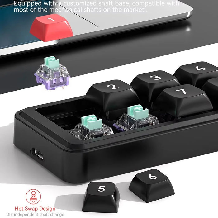 MKESPN K815B 8-Key RGB Mechanical Numeric Keyboard Hot-Swappable Compact Gaming Keypad - Red / Black - 3