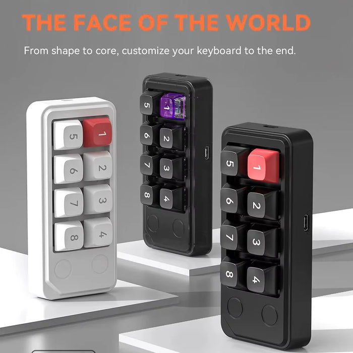 MKESPN K815B 8-Key RGB Mechanical Numeric Keyboard Hot-Swappable Compact Gaming Keypad - Red / Black - 6