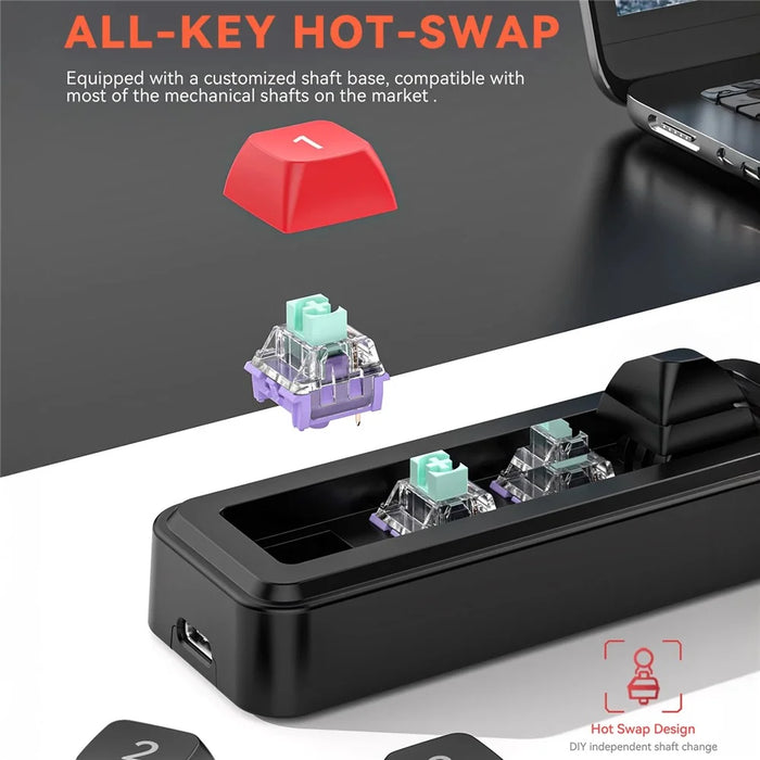 MKESPN K816A 4-Key Wired Hot-Swappable Mechanical Gaming Keypad Macro Programmable Mini Keyboard - Black - 4