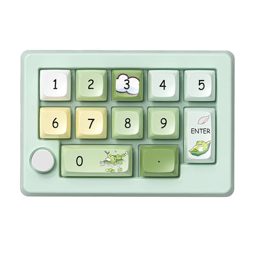 MKESPN W908 2.4GHz Wireless / Wired / Bluetooth-Compatible Mechanical Mini Keyboard Programmable RGB Backlit 12-Key Numpad - Green - 1