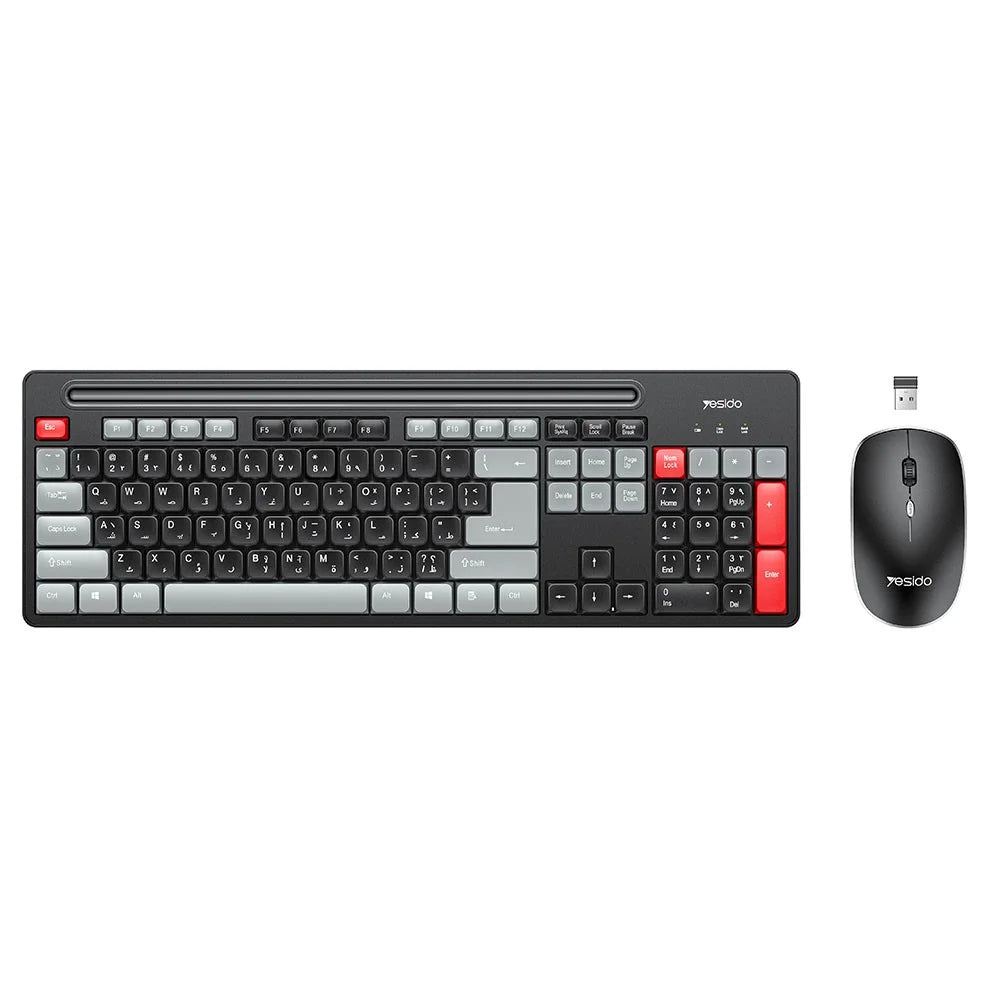 YESIDO KB43 2.4G Wireless Silent Commercial Office Keyboard Mouse Set for Desktop PC Laptop - Arabic - 1