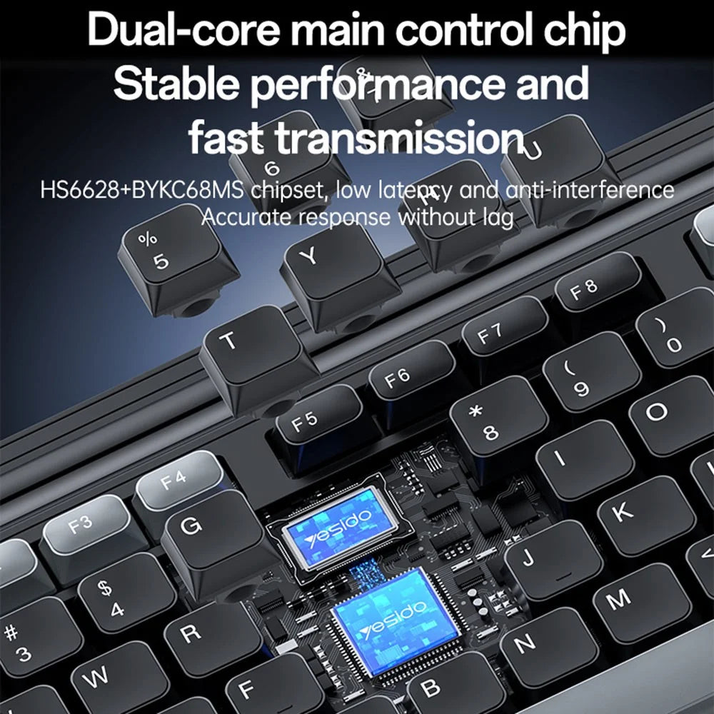 YESIDO KB43 2.4G Wireless Silent Commercial Office Keyboard Mouse Set for Desktop PC Laptop - Arabic - 2