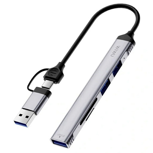 WIWU HB003 5 in 1 Multifunction Hub USB + Type C to USB 3.0 / 2x USB 2.0 / SD and TF Card Reader Expansion Dock - 1