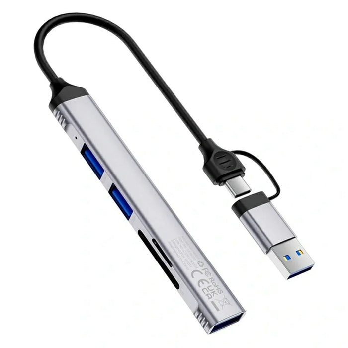 WIWU HB003 5 in 1 Multifunction Hub USB + Type C to USB 3.0 / 2x USB 2.0 / SD and TF Card Reader Expansion Dock - 2