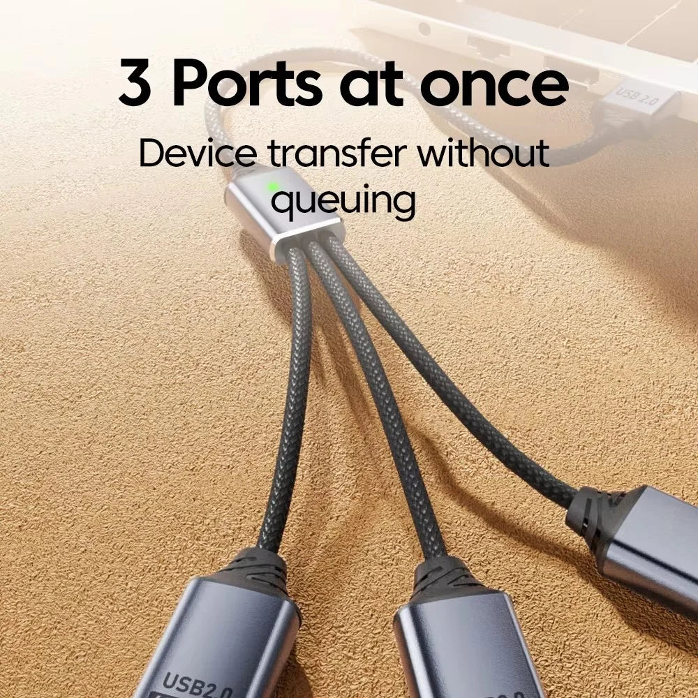 3 in 1 USB Hub Splitter 3 Port USB Expansion Cable High Speed Data Transfer Charging Splitter - 4
