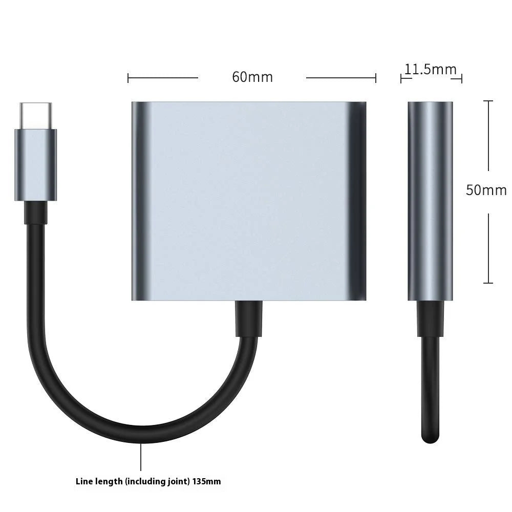 3 in 1 USB-C to HD Multiport Adapter 4K 60Hz Splitter PD 100W Fast Charging USB 3.0 Hub Converter for Windows / MacOS - 6