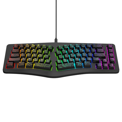 Y-FRUITFUL YF10 Ergonomic Gaming Keyboard 69-Key RGB Backlit Wired Membrane Keyboard for Office/Gaming - Black - 1