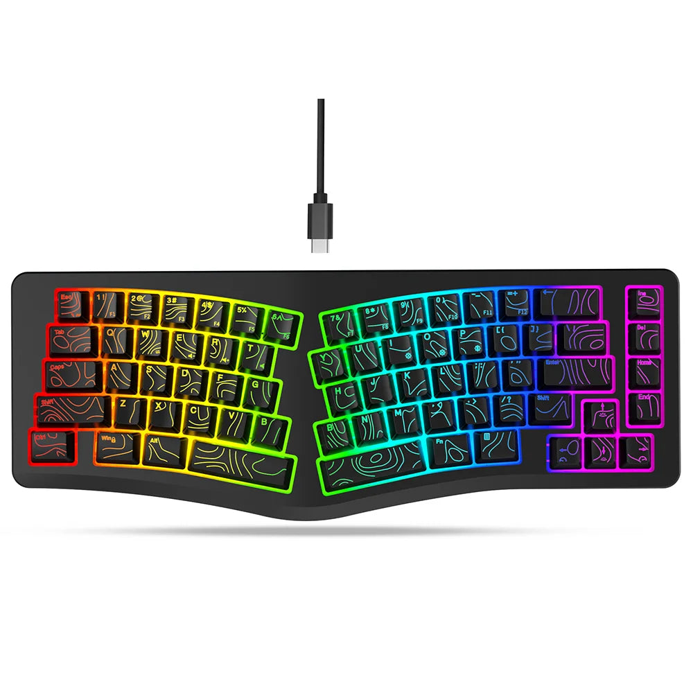Y-FRUITFUL YF10 Ergonomic Gaming Keyboard 69-Key RGB Backlit Wired Membrane Keyboard for Office/Gaming - Black - 2