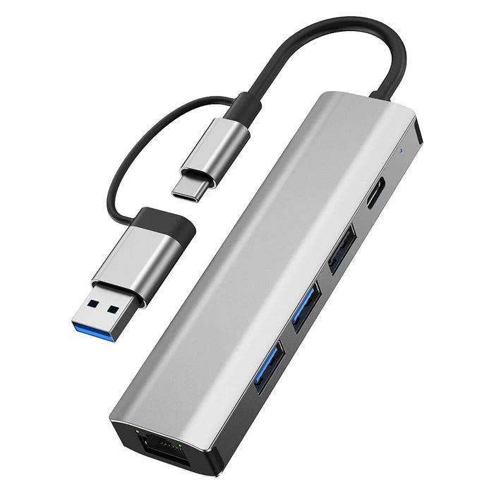 2502 Type-C / USB USB Hub 6-in-1 Type-C to RJ45 (2.5G) + 2x USB 3.2 + USB 2.0 + USB-C 3.2 + DC 5V Adapter for Laptop / Tablet - 1