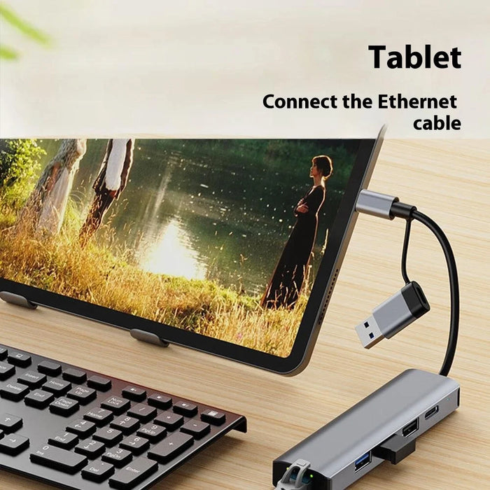 2502 Type-C / USB USB Hub 6-in-1 Type-C to RJ45 (2.5G) + 2x USB 3.2 + USB 2.0 + USB-C 3.2 + DC 5V Adapter for Laptop / Tablet - 7