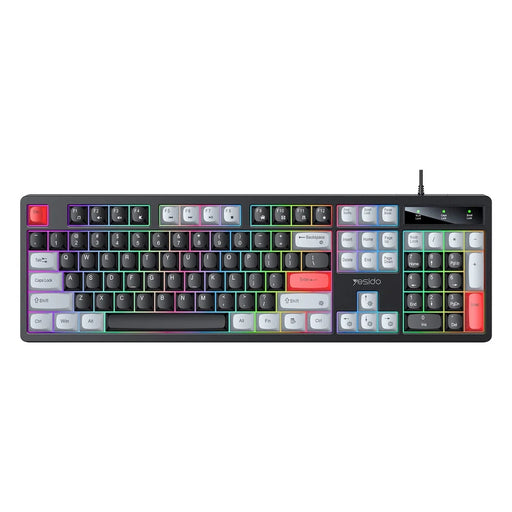 YESIDO KB44 104 Keys Wired Keyboard with RGB Backlight Low Noise Mechanical Keyboard, English Version - 1