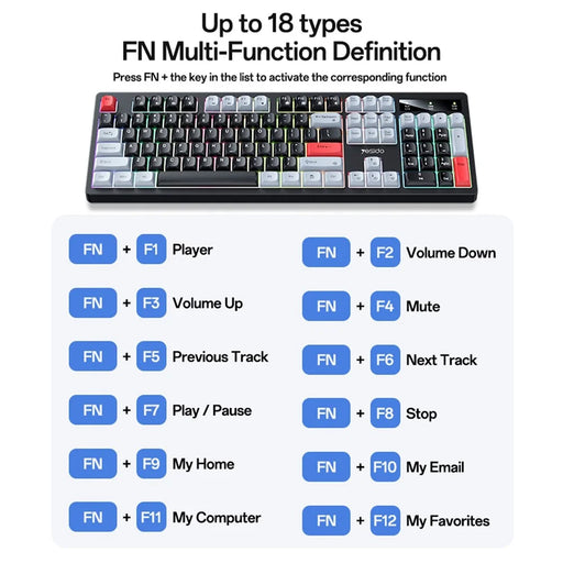 YESIDO KB44 104 Keys Wired Keyboard with RGB Backlight Low Noise Mechanical Keyboard, English + Arabic Version - 2