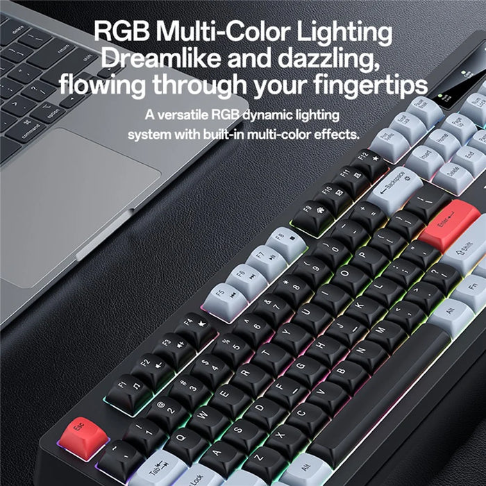 YESIDO KB44 104 Keys Wired Keyboard with RGB Backlight Low Noise Mechanical Keyboard, English + Arabic Version - 6