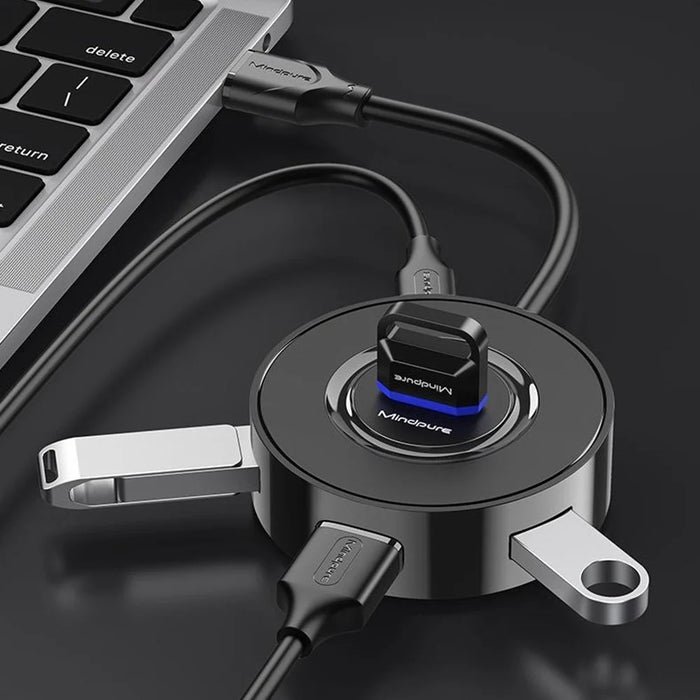 MINDPURE US034 0.3m Cabled USB Hub 4 Port Docking Station USB 2.0 Splitter Adapter for Laptop  /  Notebook  /  Tablet - Type-C - 3