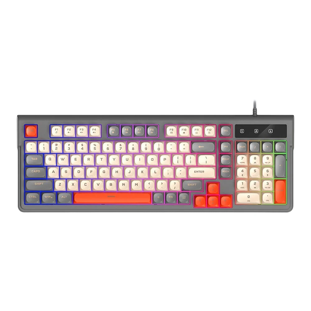 T-WOLF T13 Wired Gaming Keyboard Mechanical Feel 98-Keys Keyboard with RGB Backlit for Windows / Mac - T13 Light Gray - 1