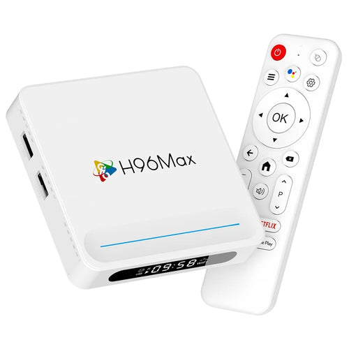 H96 Max H618 Plus 4+32GB Android TV Box WiFi 6 Bluetooth-Compatible 8K Ultra HD Smart TV Box - White  /  US Plug - 1