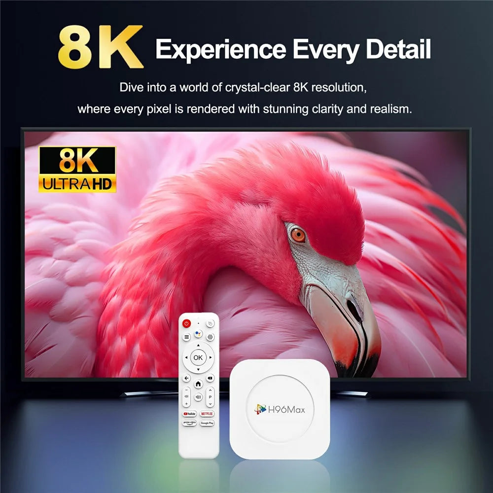 H96 MAX M1 Plus 8K Intelligent Android TV Box 4+32GB WiFi6 BT5.4 Voice Assistant Media Player - White  /  US Plug - 6