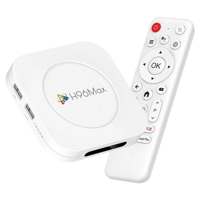 H96 MAX M1 Plus 8K Intelligent Android TV Box 4+128GB WiFi6 BT5.4 Voice Assistant Media Player - White  /  US Plug - 1