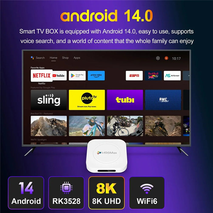 H96 MAX M1 Plus 8K Intelligent Android TV Box 4+128GB WiFi6 BT5.4 Voice Assistant Media Player - White  /  US Plug - 4