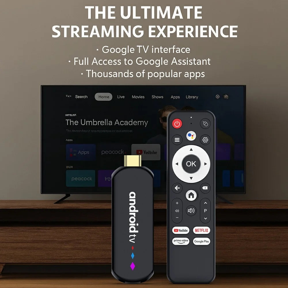 H96 MAX S905L3 2+16GB TV Stick 4K Android TV Box HDR Streaming Player WiFi Bluetooth-Compatible Smart TV Stick - Black - 4
