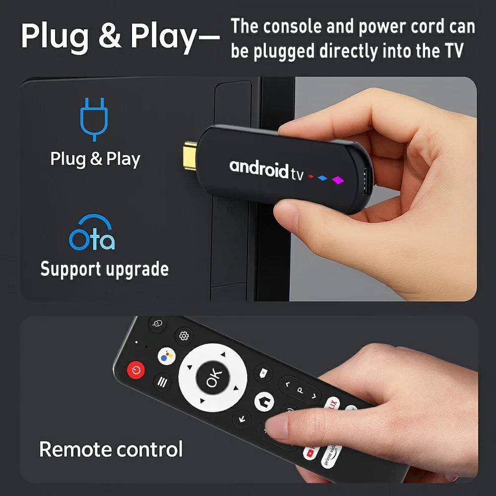 H96 MAX S905L3 2+16GB TV Stick 4K Android TV Box HDR Streaming Player WiFi Bluetooth-Compatible Smart TV Stick - Black - 7