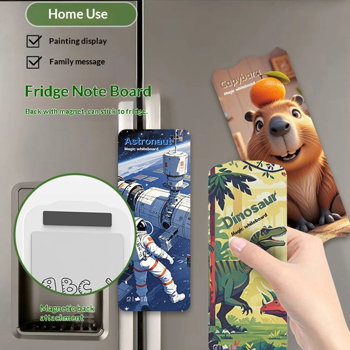 3Pcs 6 Inch Magnetic Writing Board for Refrigerator Dry Erase Board Reusable Memo Pad with Pen - Random Backside Pattern - 7