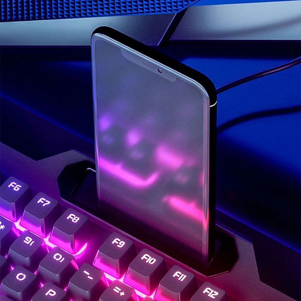 104-Key USB Wired Mechanical Keyboard 19 Keys Anti-Ghosting Gaming Keyboard with Backlit and Phone Holder - White+Mixed Light - 4