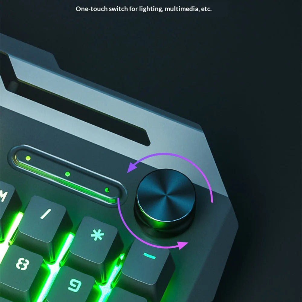 104-Key USB Wired Mechanical Keyboard 19 Keys Anti-Ghosting Gaming Keyboard with Backlit and Phone Holder - White+Mixed Light - 5