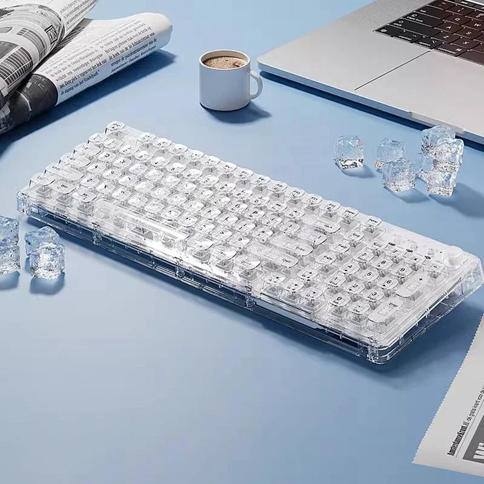 Z99 Transparent Mechanical Keyboard RGB Lighting Triple Modes Wireless Keyboard with Silent Button - Transparent White - 2