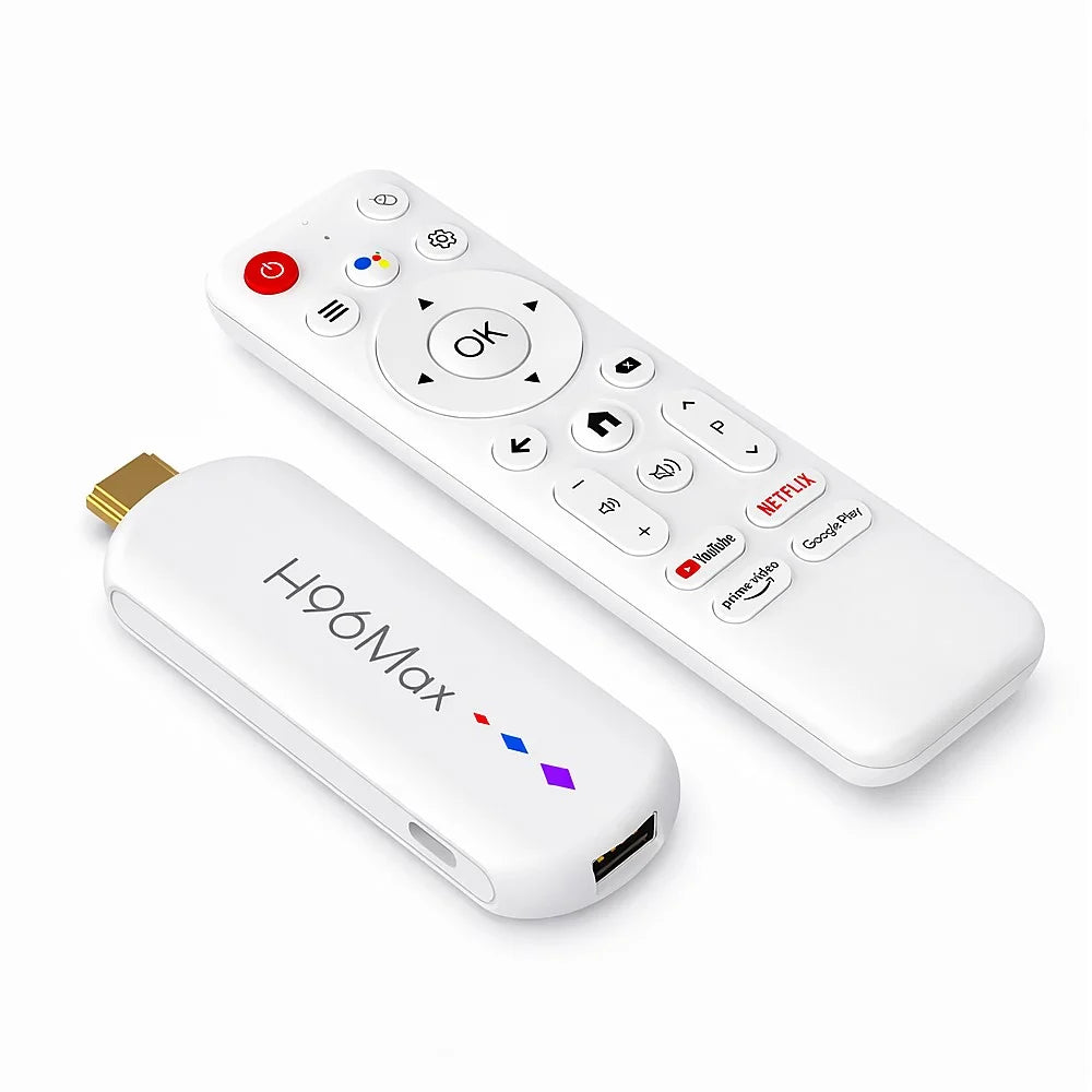 H96 MAX M20 L3 Android 14 TV Stick 4K HDR Streaming Media Player with Google Voice Assistant 2GB + 16GB - White - 1