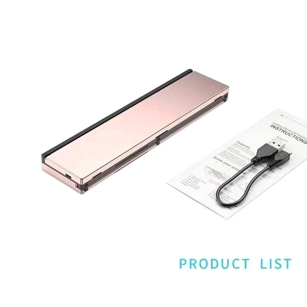 608 Tri-Fold Bluetooth-Compatible Keyboard Dual Channel Aluminum Alloy Keyboard for iOS Android - Rose Gold - 4