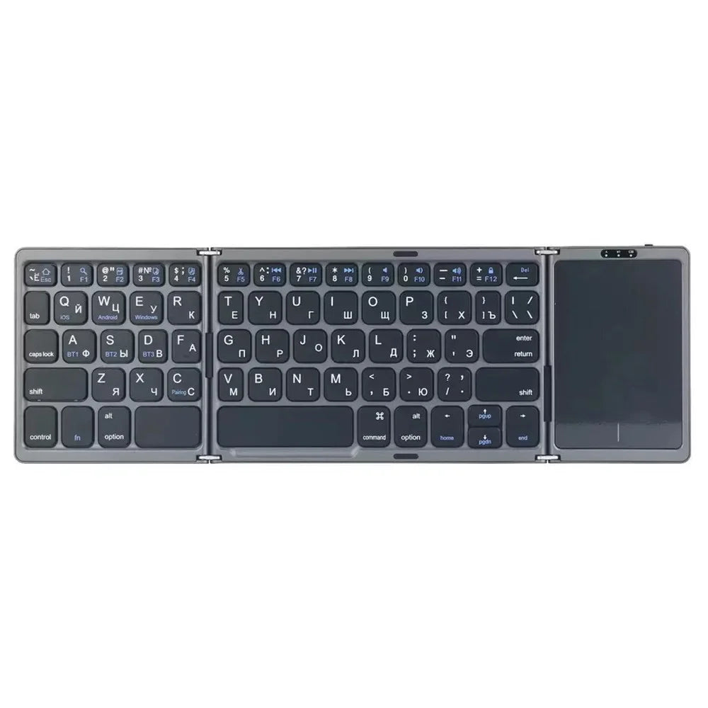 B089 Foldable Wireless Bluetooth-Compatible Keyboard with Touchpad for Phones / Tablets / Laptops - Grey - 1
