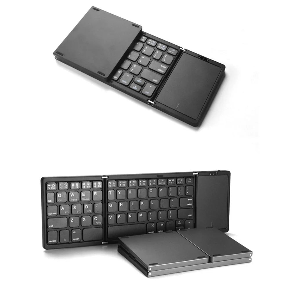 B089 Foldable Wireless Bluetooth-Compatible Keyboard with Touchpad for Phones / Tablets / Laptops - Grey - 2