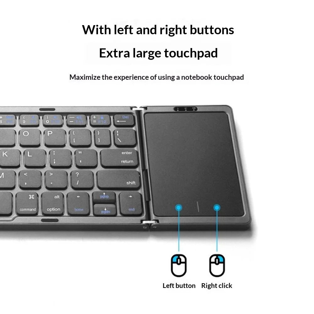 B089 Foldable Wireless Bluetooth-Compatible Keyboard with Touchpad for Phones / Tablets / Laptops - Grey - 3
