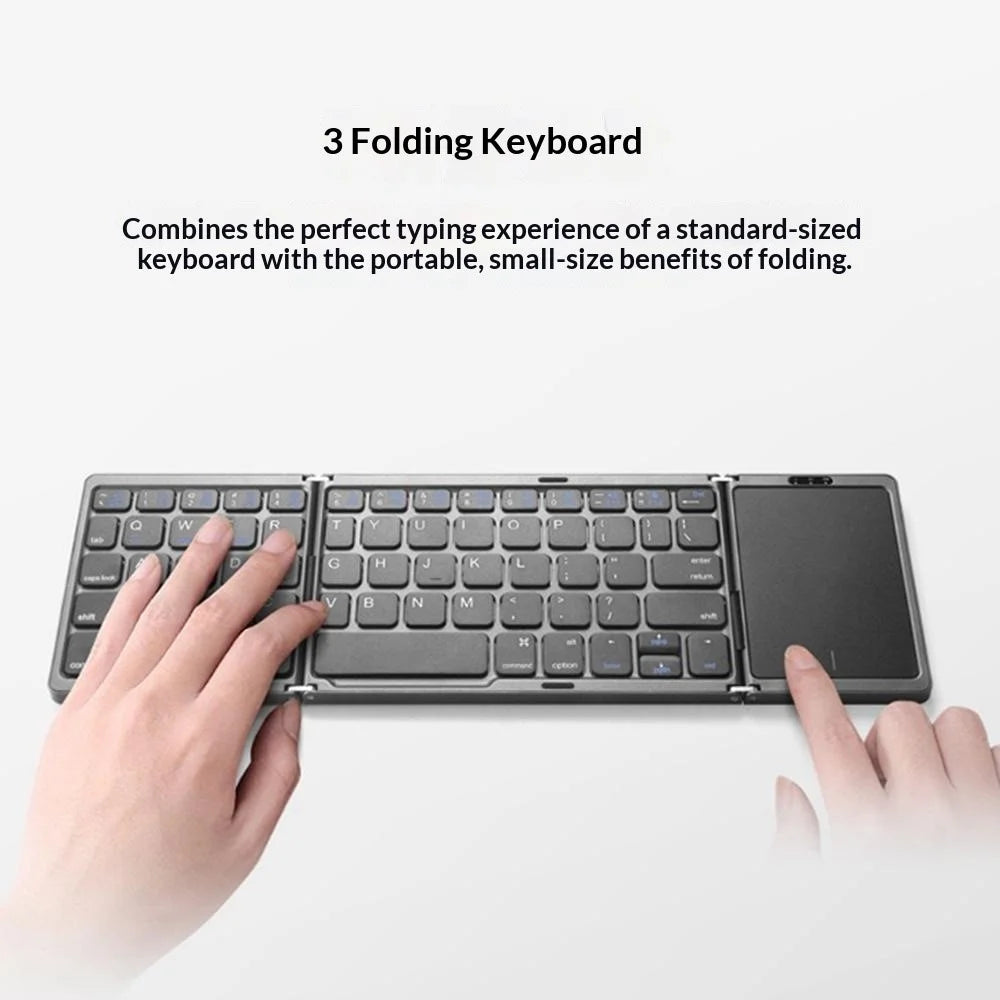 B089 Foldable Wireless Bluetooth-Compatible Keyboard with Touchpad for Phones / Tablets / Laptops - Grey - 7