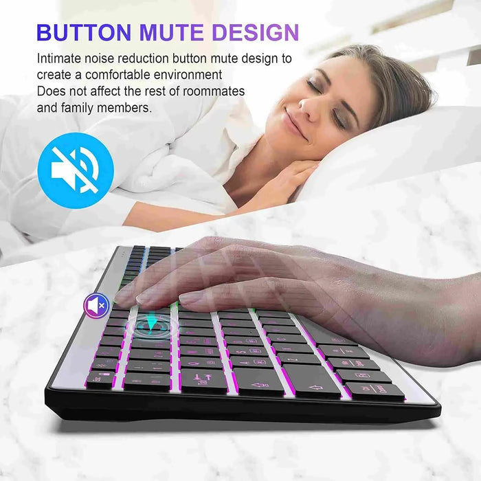 E15 Three Mode Wireless Keyboard 110 Keys RGB Backlight Mute Keyboard for Office Home Use - Black - 4