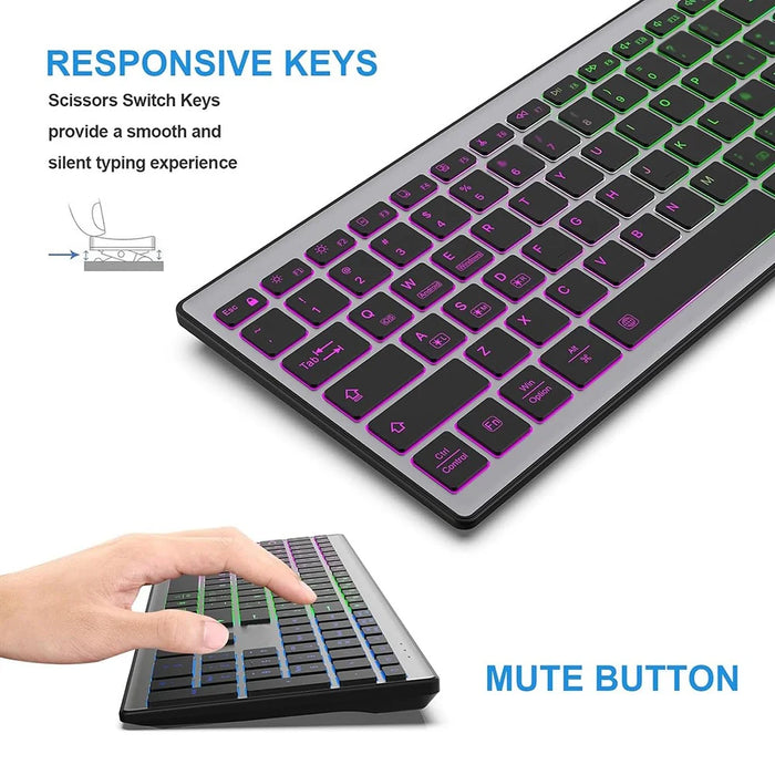 E15 Three Mode Wireless Keyboard 110 Keys RGB Backlight Mute Keyboard for Office Home Use - Black - 5