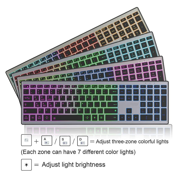 E15 Three Mode Wireless Keyboard 110 Keys RGB Backlight Mute Keyboard for Office Home Use - Black - 7