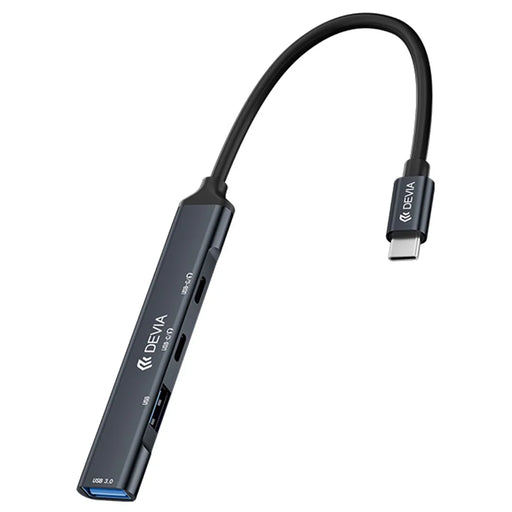 DEVIA Lite1 Type-C to 2A+2C 4 in 1 Hub USB 3.0 / 2.0 Data Transfer Audio Support Multi Device Connection - Dark Grey - 1