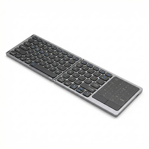 FK328T Foldable Wireless Bluetooth-compatible Keyboard 2 in 1 Numeric Keypad Touchpad for iOS Android Windows Mac - Grey - 1