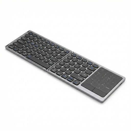 FK328T Foldable Wireless Bluetooth-compatible Keyboard 2 in 1 Numeric Keypad Touchpad for iOS Android Windows Mac - Grey - 1